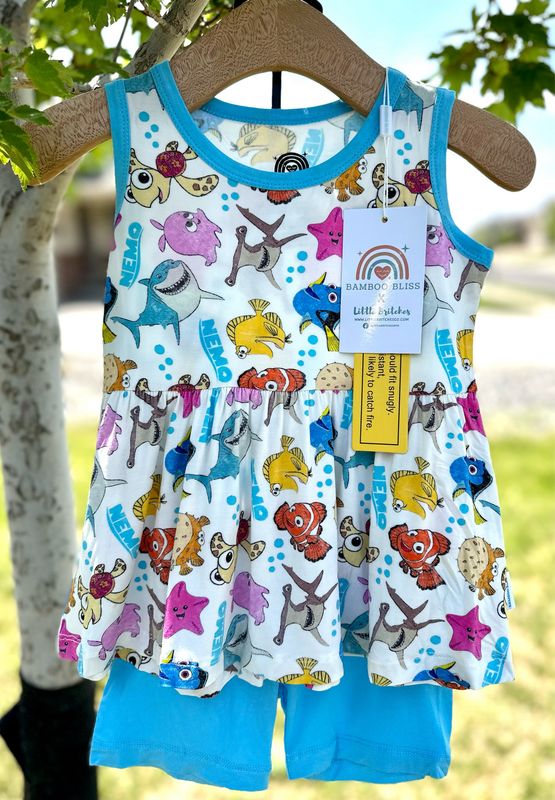 Just Keep Swimming Bamboo collection by Bamboo Bliss and Little Britches- Ready to Ship