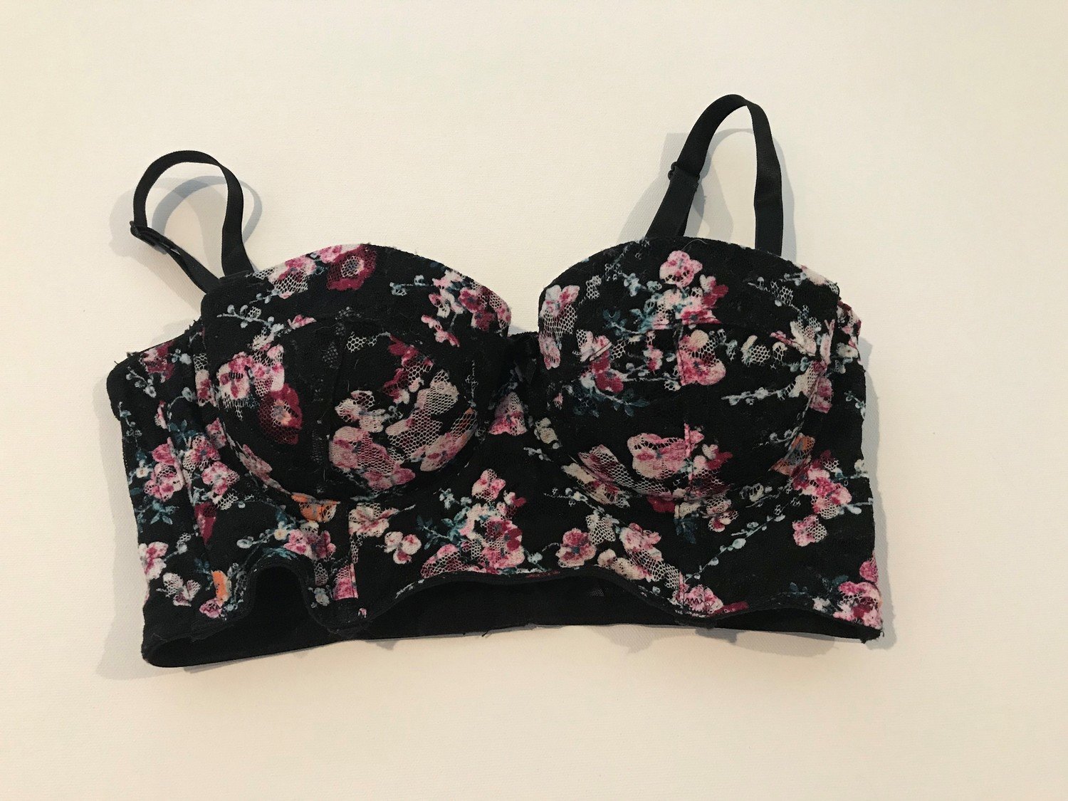 My Black Floral Bra