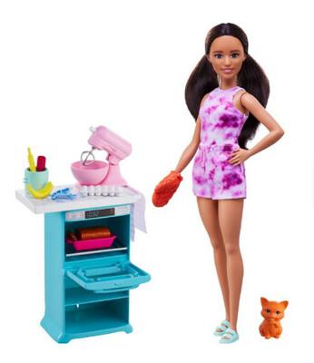 Barbie Set de Reposteria con Muñeca y Mascotas