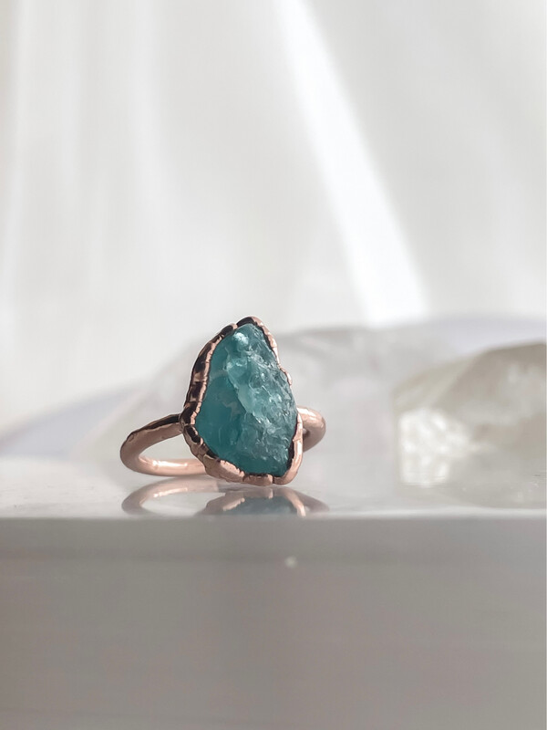 Chunky Blue Apatite Ring Size 7