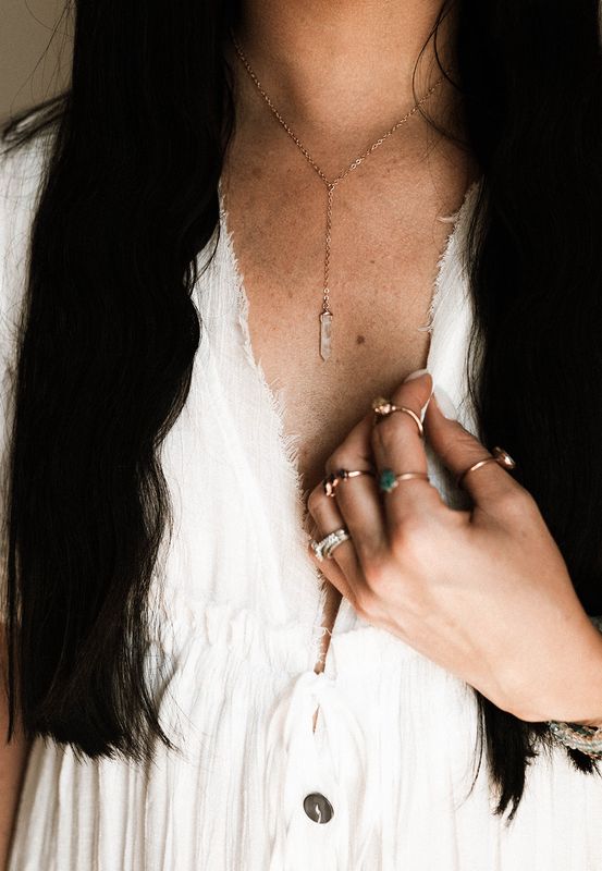 Rose Quartz Y Necklace