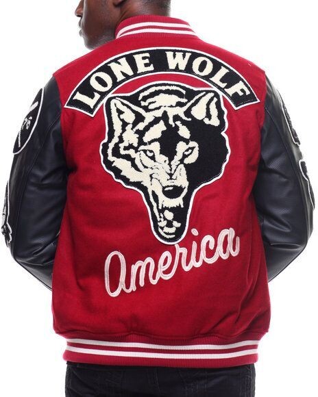 Heritage America Wool Bomber Jacket Lone Wolf 2018 Lined Leather Sleeves