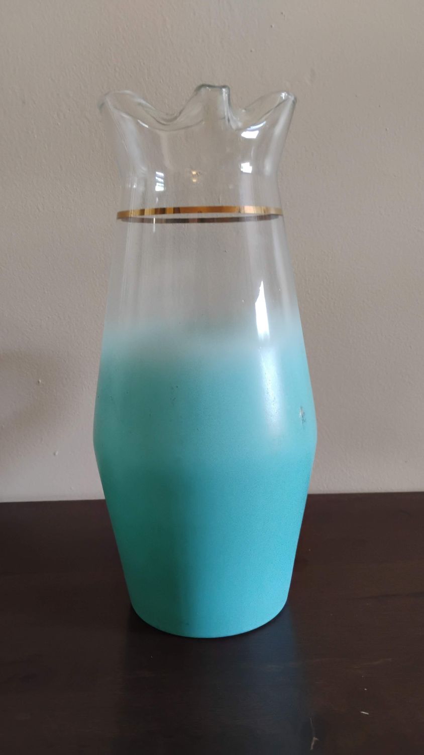 Vintage Mid-Century Frosted Glass Pitcher – $10