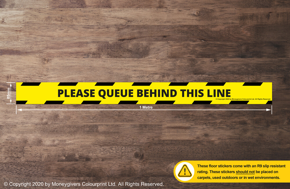 Please Queue Behind This Line (Floor Sticker) Please Queue Behind This Line (Floor Sticker)