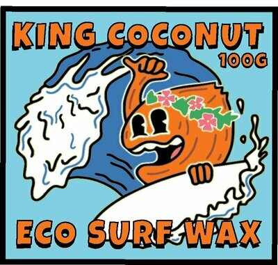 KING COCONUT Eco Surf Wax 2 x 100g Bars. With free sticker.
