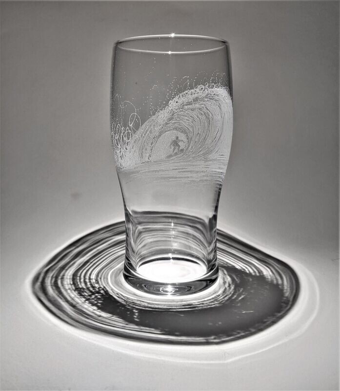 Engraved Surfer Pint Glass
