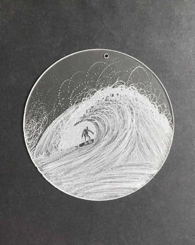 Engraved Surfer  Sun Catcher