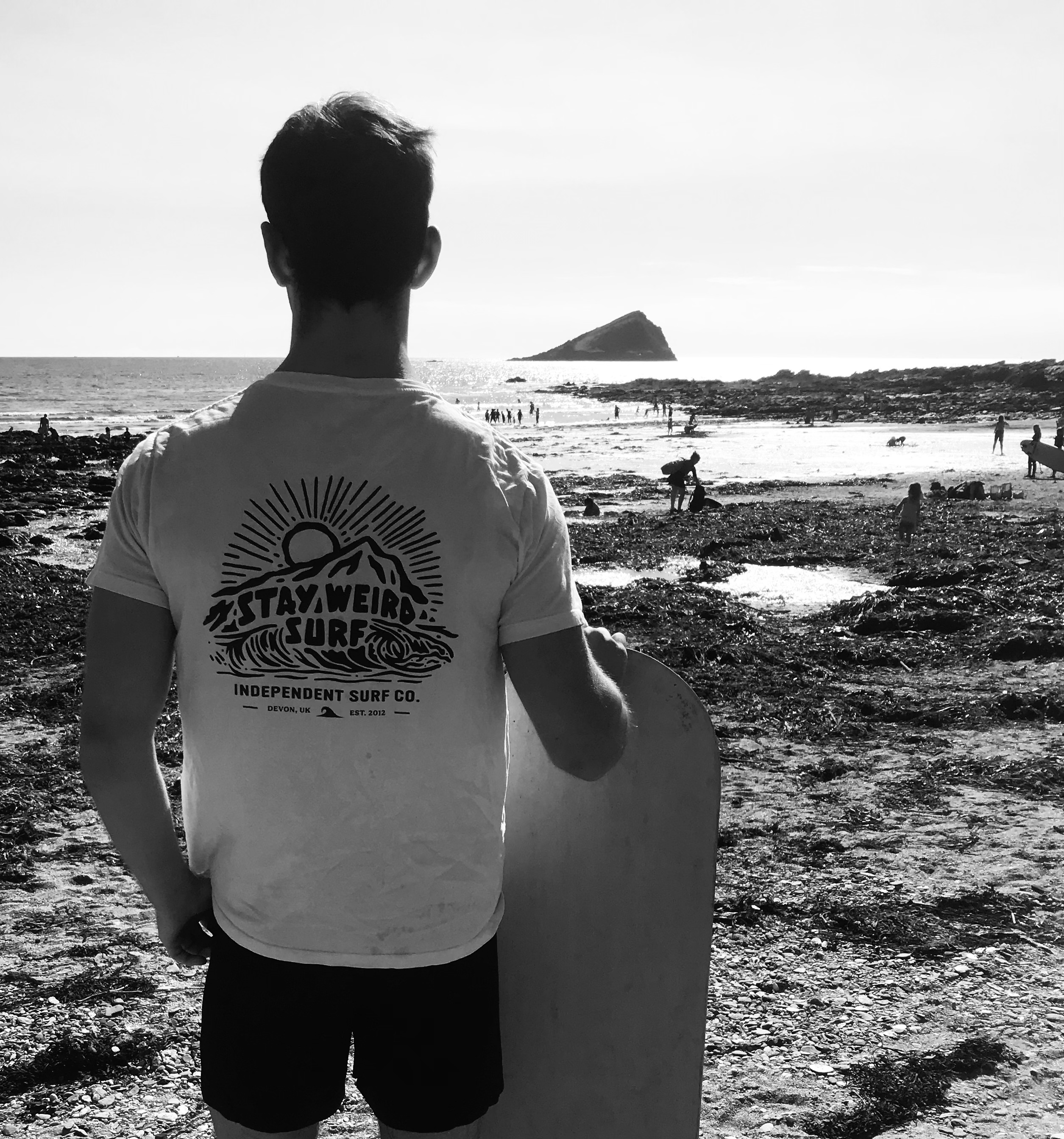 Mens  Stay Weird Surf  Tee 100% Organic  Cotton