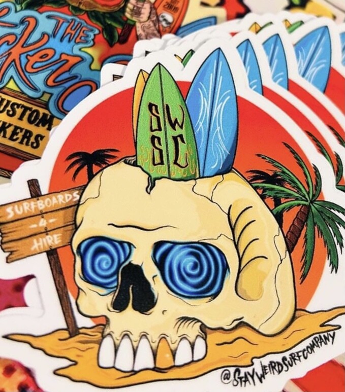 Bone Yard  Stay Weird Surf Die Cut Sticker
