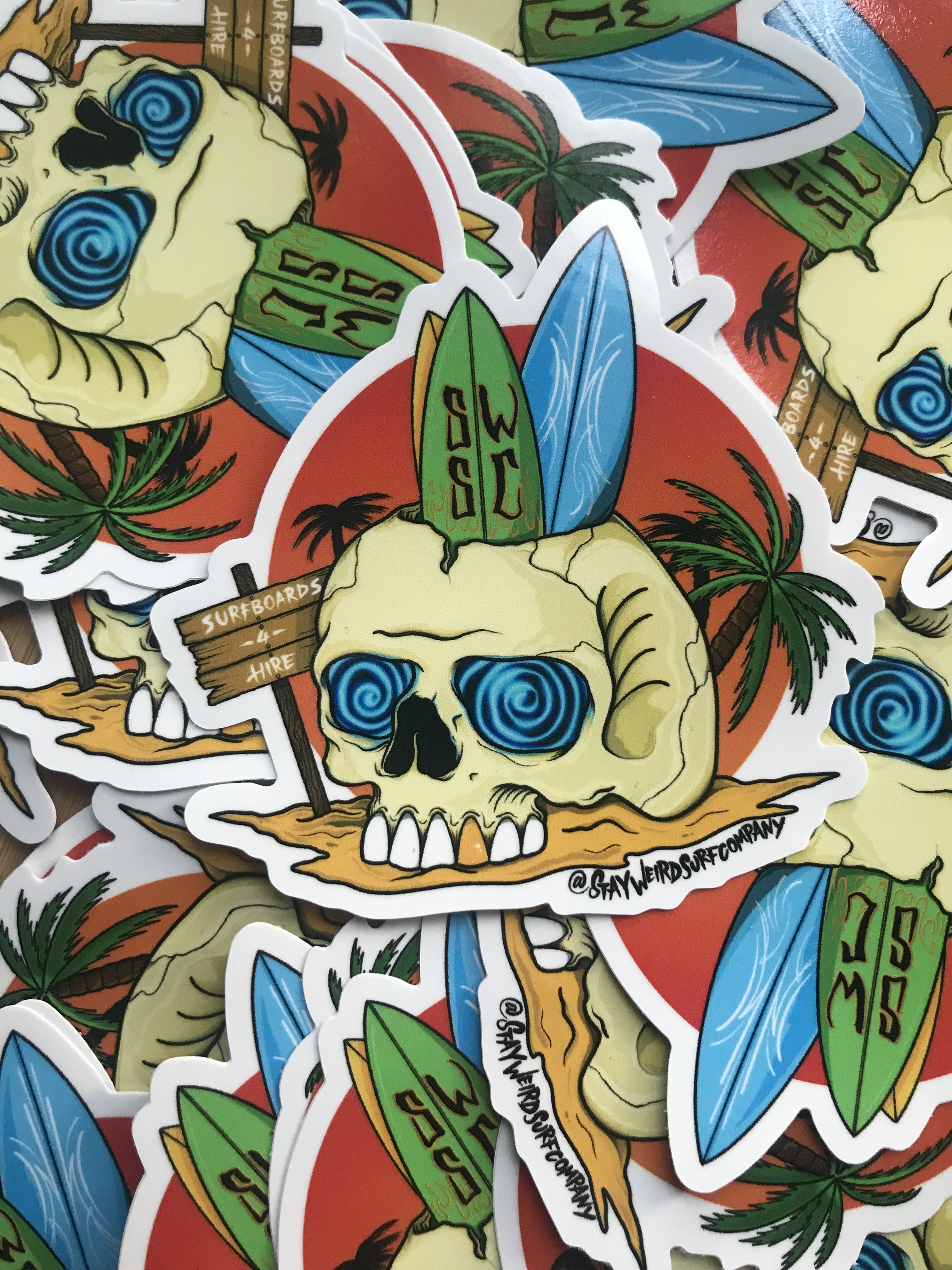 Bone Yard  Stay Weird Surf Die Cut Sticker