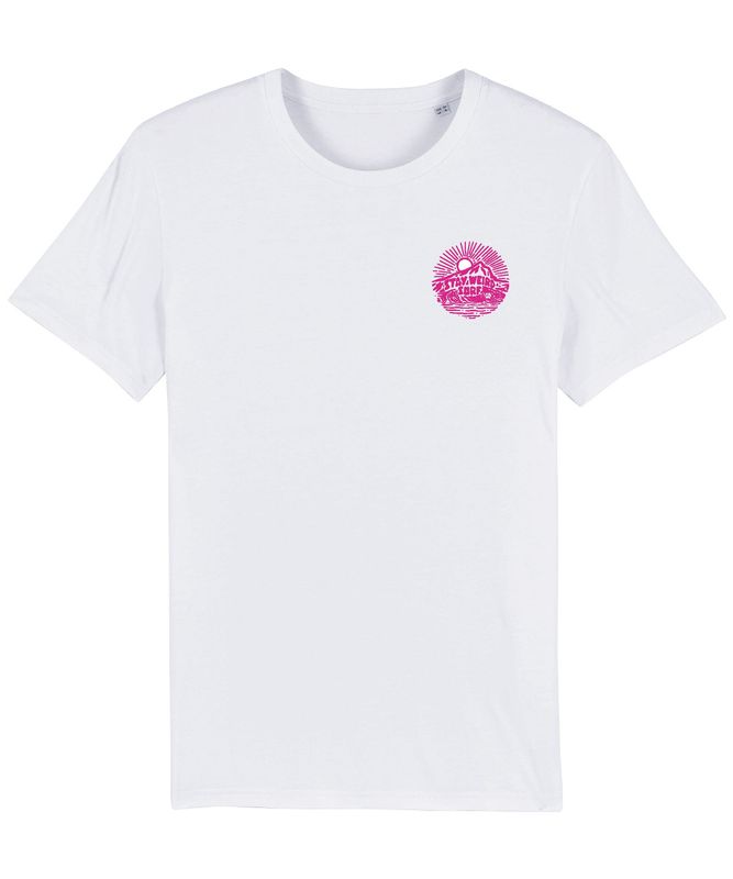 Stay Weird Surf  Fluoro Pink Ink Logo Tee - Unisex 100% Organic Cotton