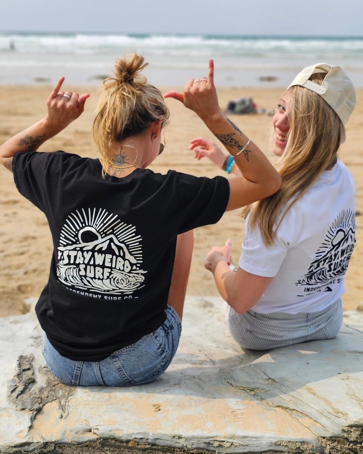 Ladies Stay Weird Surf  Tee 100% Organic  Cotton