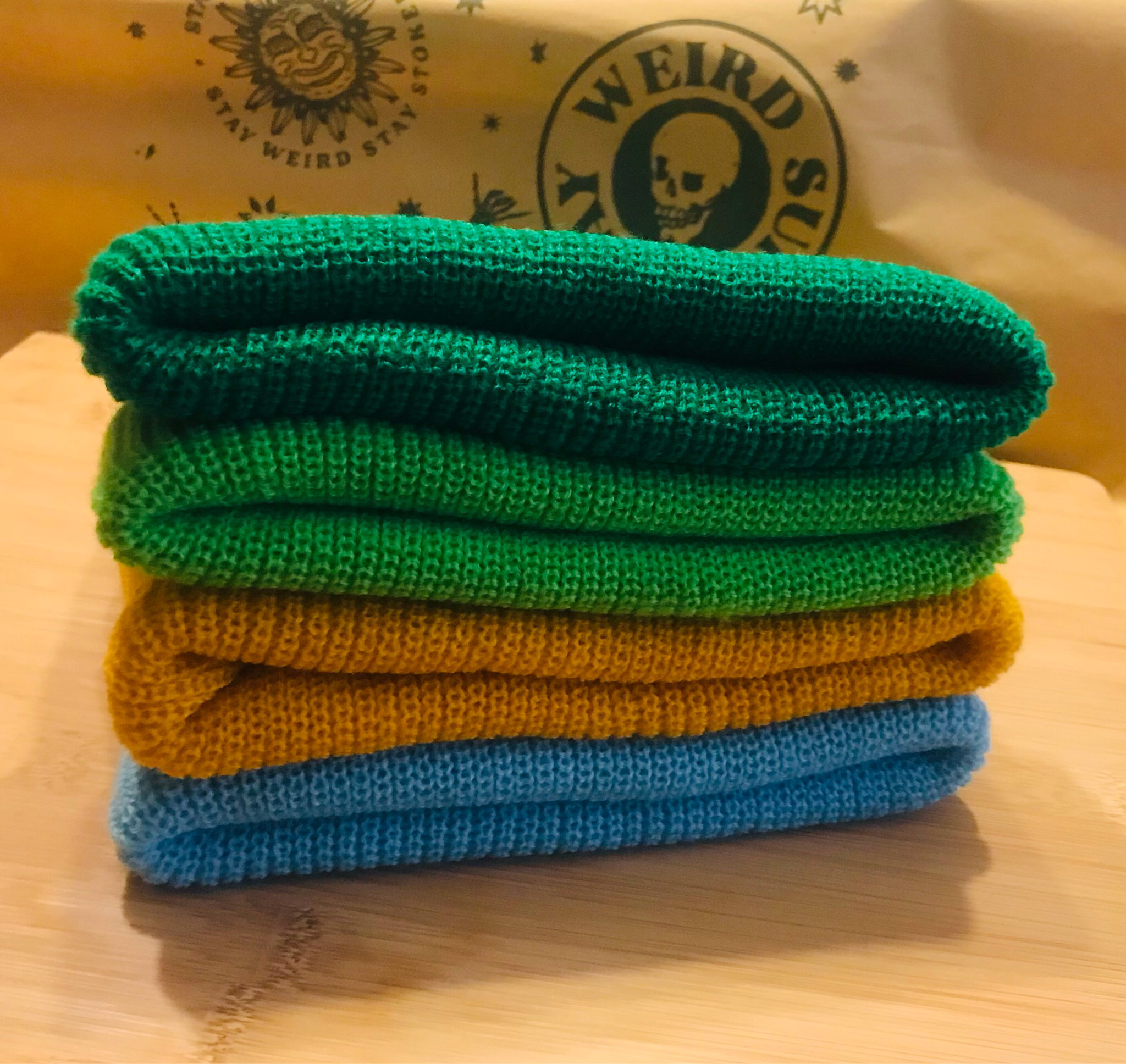 Beanie - Green, Lime, Yellow, Blue