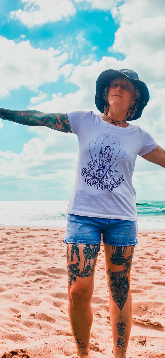 Girls Surf Too® Morwenna Morveren, Queen of the Mermaids Tee