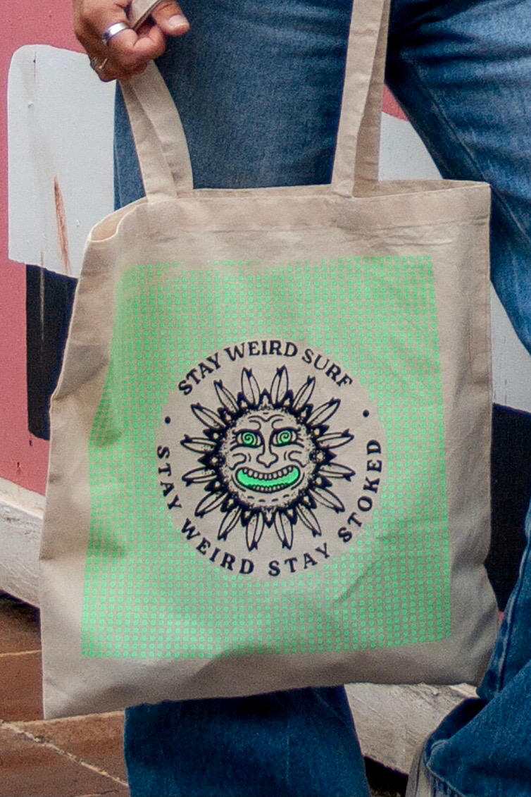 Stay Weird Surf Organic Cotton Tote Bag 