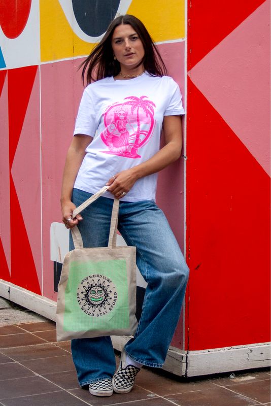Stay Weird Surf Organic Cotton Tote Bag 
