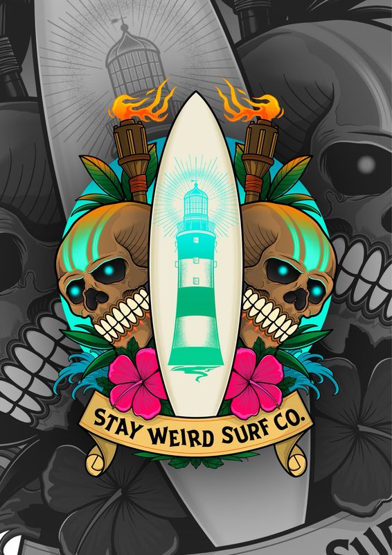 “Cool Lighthouse Brah” Stay Weird Surf Die Cut Sticker “Cool Lighthouse Brah” Stay Weird Surf Die Cut Sticker
