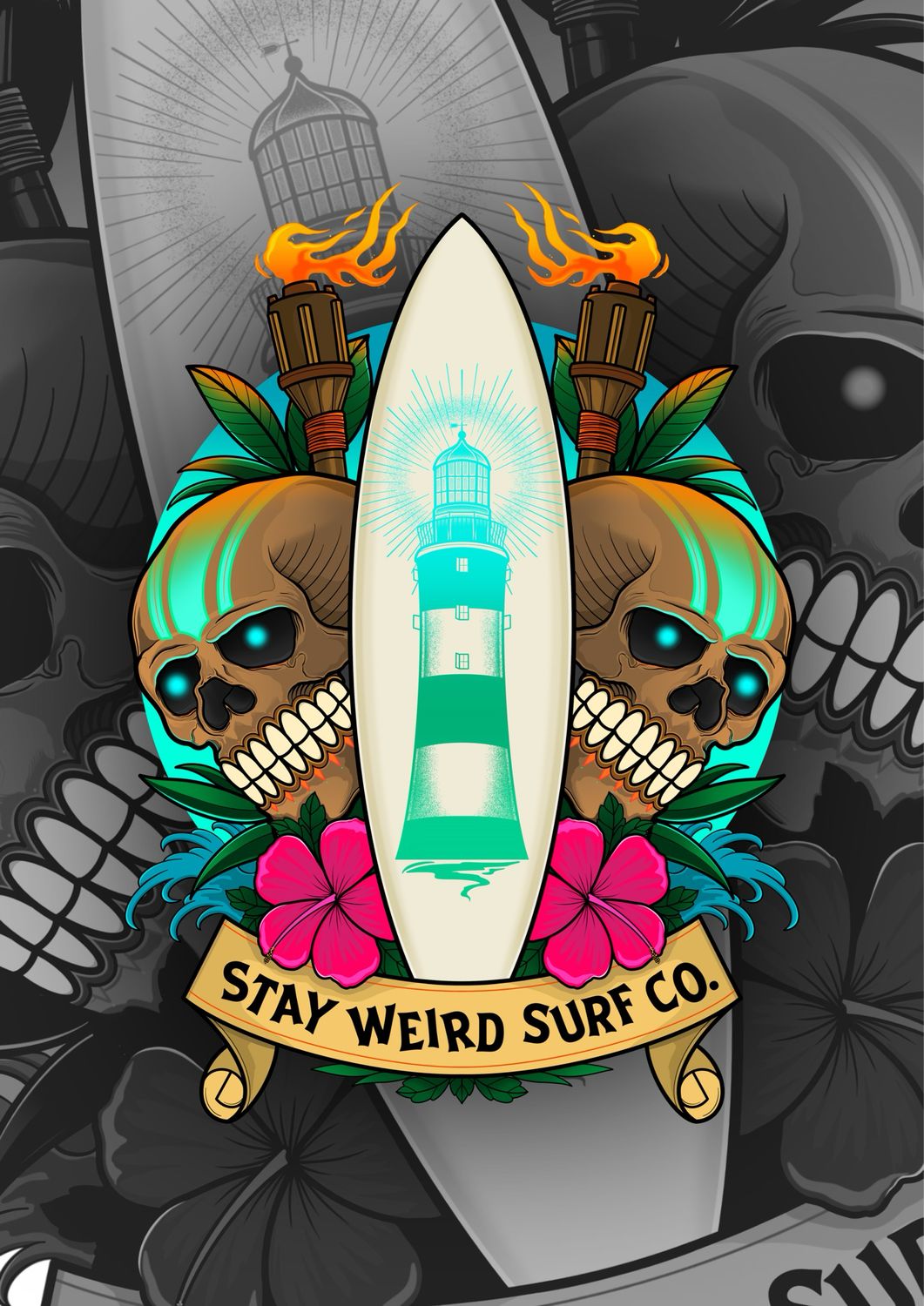 “Cool Lighthouse Brah” Stay Weird Surf Die Cut Sticker