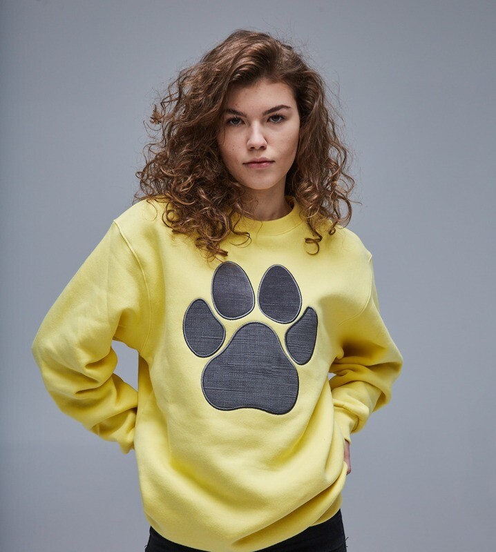 UNUSI Yellow Sweatshirt With Grey Sewed Out Design UNUSI Yellow Sweatshirt With Grey Sewed Out Design