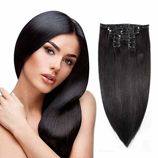 Clip in extensions ( Off black #1b )18' 100g