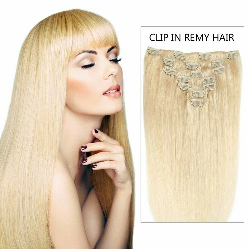 Clip in extensions -(Light Blonde #60) 18" 100g