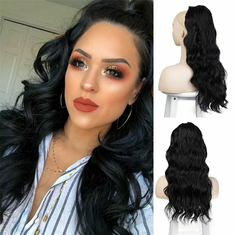 Synthetic Ponytail 24 Synthetic Ponytail 24"inches (Wavy) #1b
