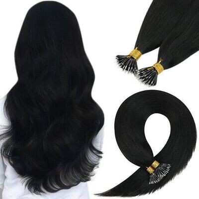 Nano Tip Remy Hair Extensions #1 (black)