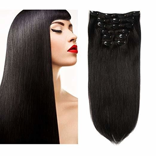 Clip in extensions (Darkest Brown #2) Premium Grade Clip in extensions (Darkest Brown #2) Premium Grade