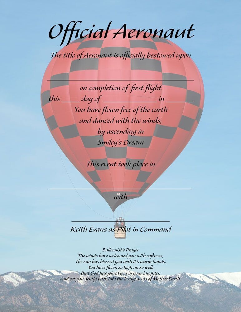 Official Aeronaut Certificate