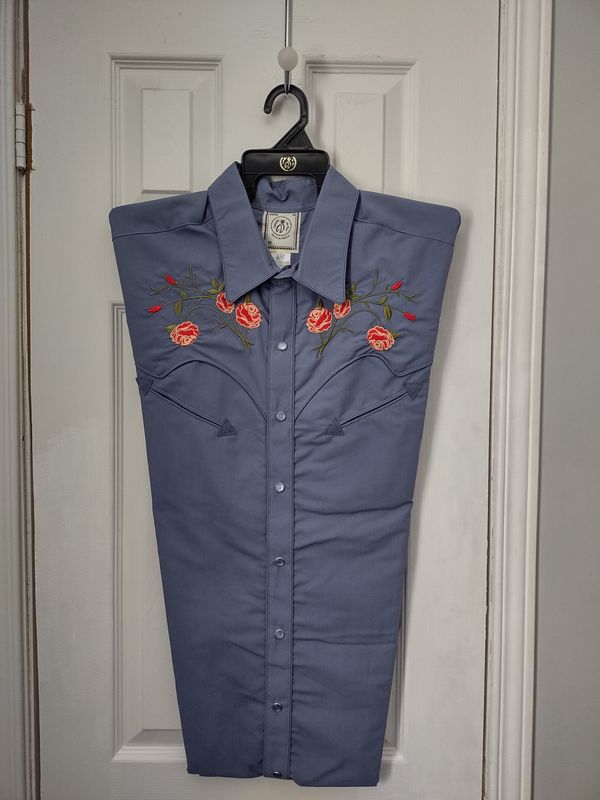 Blue Roses Western Shirt