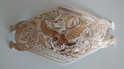White Shoe Horse Ends w/Eagle Spread Wings Buckles