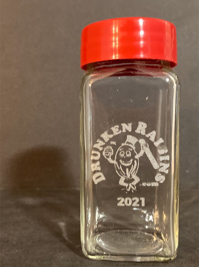 2021 – 4 oz Collectors Etched GLASS DrunkenRaisin Travel Companion ($14.95)