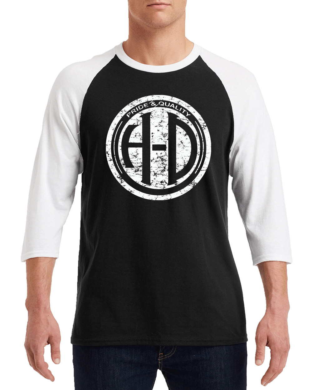 HARLEY DAVIDSON H-D PRIDE WHITE Logo Gildan G570 3/4 Sleeve Shirt "FREE SHIPPING"