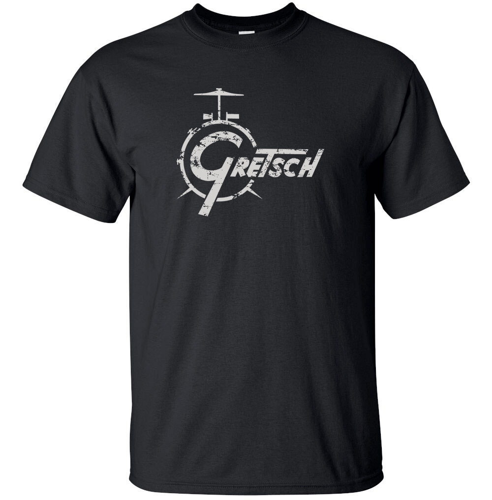GRETSCH DRUMS White Distress Logo T-shirt Gildan "FREE SHIPPING"