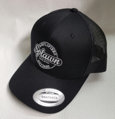 Splawn Amplification Guitars Center Logo Trucker Cap Snapback Black with Black Mesh