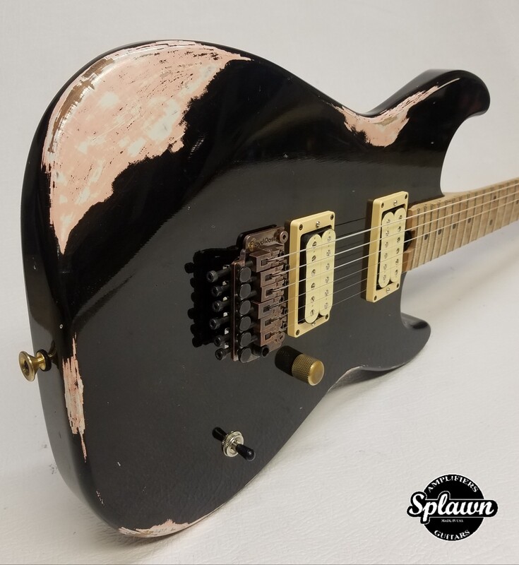 Splawn SS1 Guitar Nitro Relic Black over Shell Pink