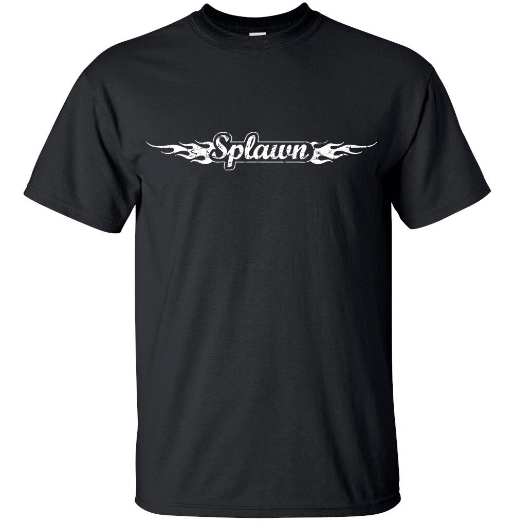 SPLAWN AMPLIFICATION  White FLAME Distress Logo T-shirt Gildan  FREE SHIPPING USA