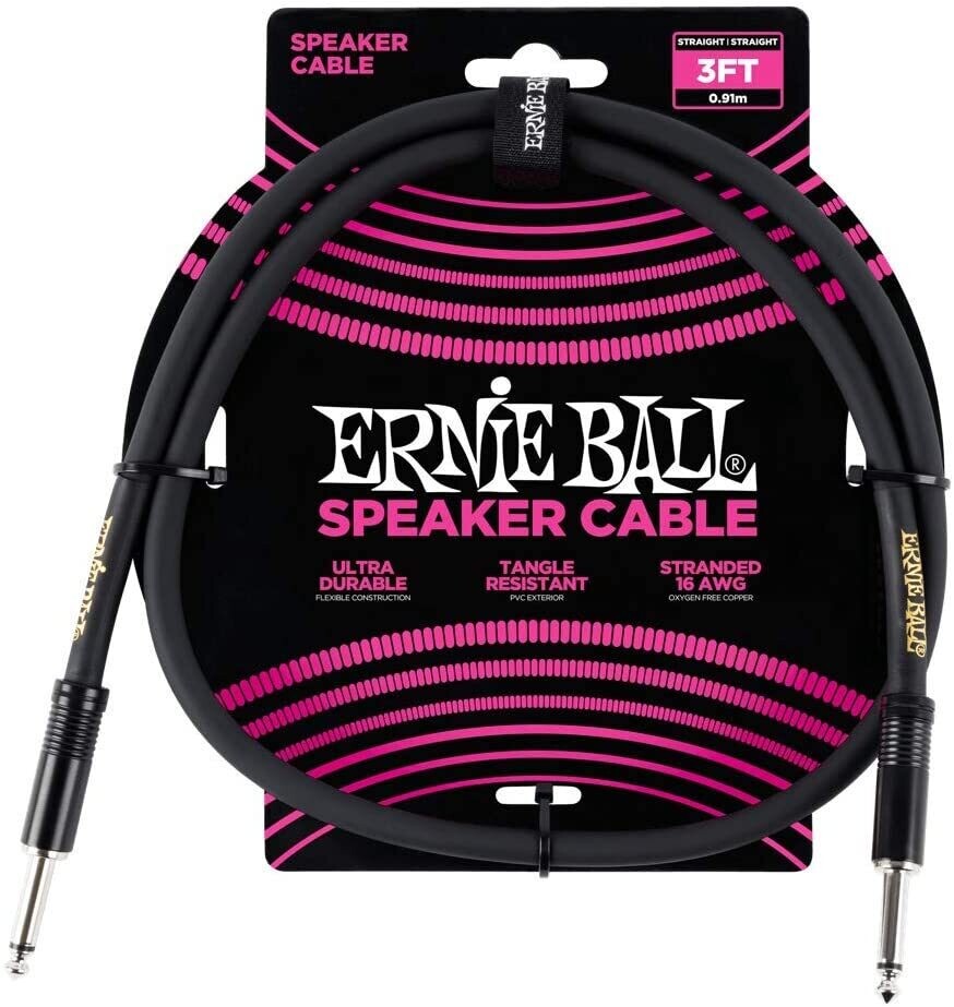 Ernie Ball Speaker Cable, Black, 3 ft