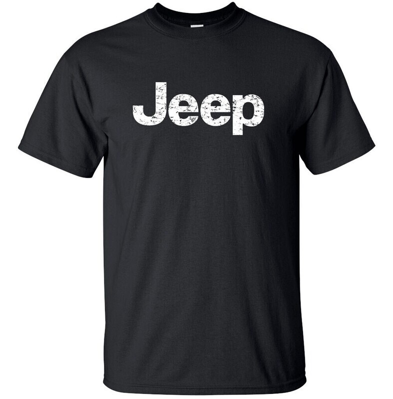 JEEP White Distress Logo T-shirt Gildan &quot;FREE SHIPPING&quot;
