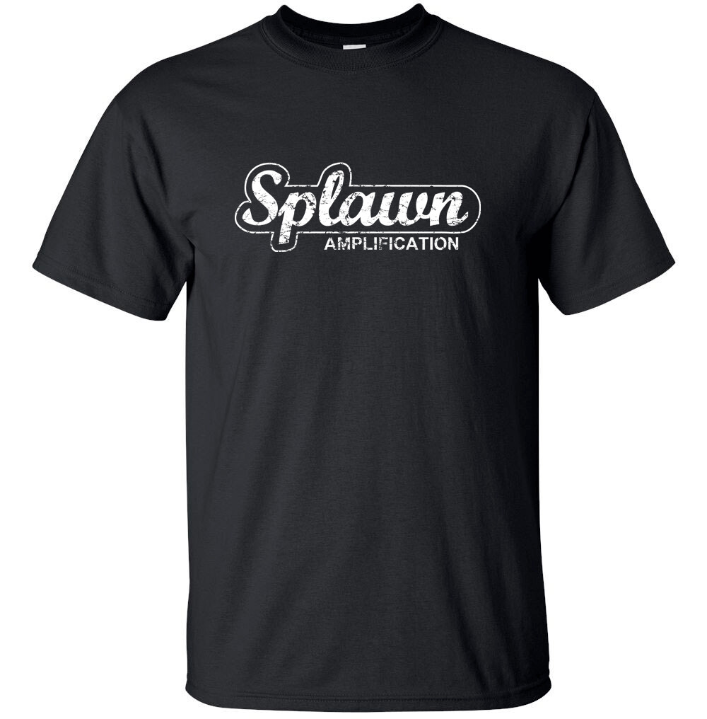 SPLAWN AMPLIFICATION GUITARS White Distress Logo T-shirt Gildan FREE SHIPPING