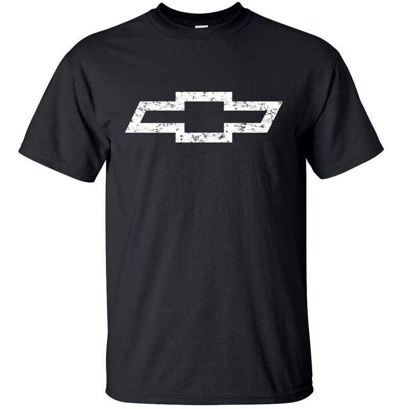 CHEVROLET CHEVY BOWTIE White Distress Logo T-shirt Gildan &quot;FREE SHIPPING&quot; USA
