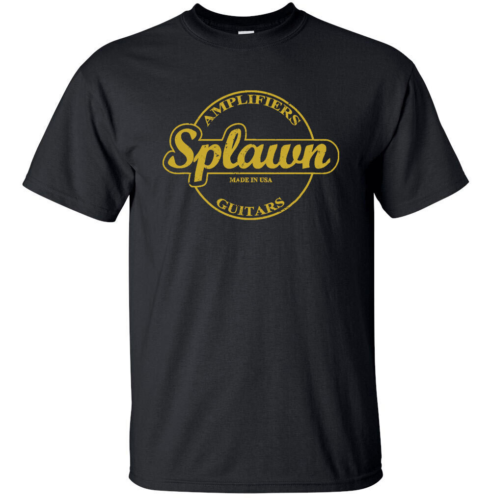 SPLAWN AMPLIFICATION GUITARS GOLD Distress Circle Logo T-shirt Gildan  FREE SHIPPING USA
