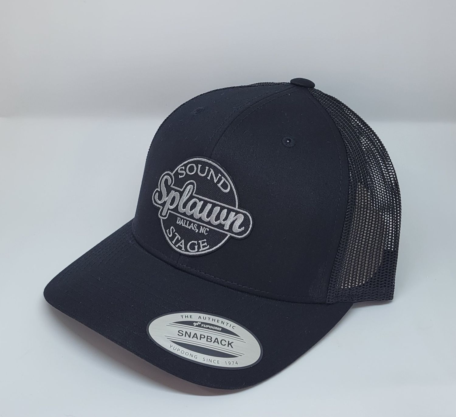 Splawn Sound &amp; Stage Logo Trucker Cap Snapback Black with Black Mesh