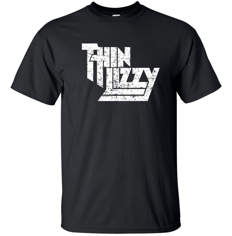 THIN LIZZY White Distress Logo T-shirt Gildan &quot;FREE SHIPPING&quot; USA