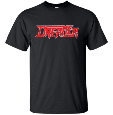 DREAMER Red and White Distress Logo T-shirt Gildan