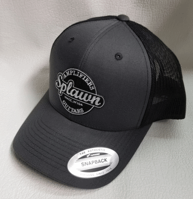 Splawn Amplification Guitars Center Logo Trucker Cap Snapback Charcoal with Black Mesh