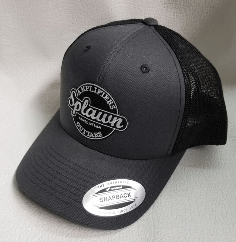 Splawn Amplification Guitars Center Logo Trucker Cap Snapback Charcoal with Black Mesh