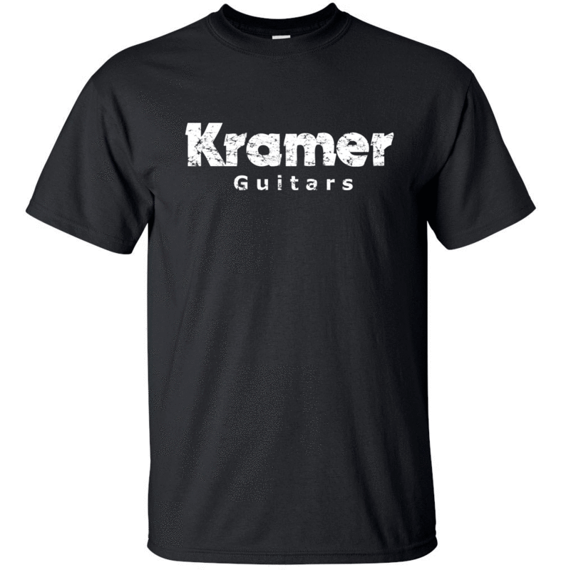 KRAMER GUITARS ORIGINAL White Distress Logo T-shirt Gildan &quot;FREE SHIPPING&quot; USA