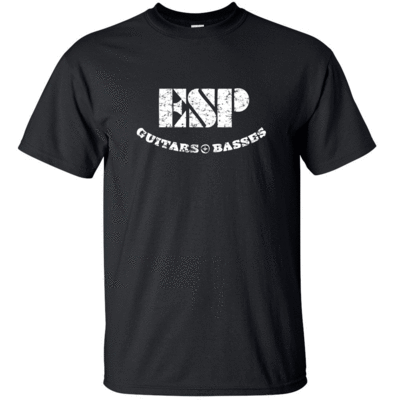 ESP GUITARS White Distress Logo T-shirt Gildan FREE SHIPPING USA