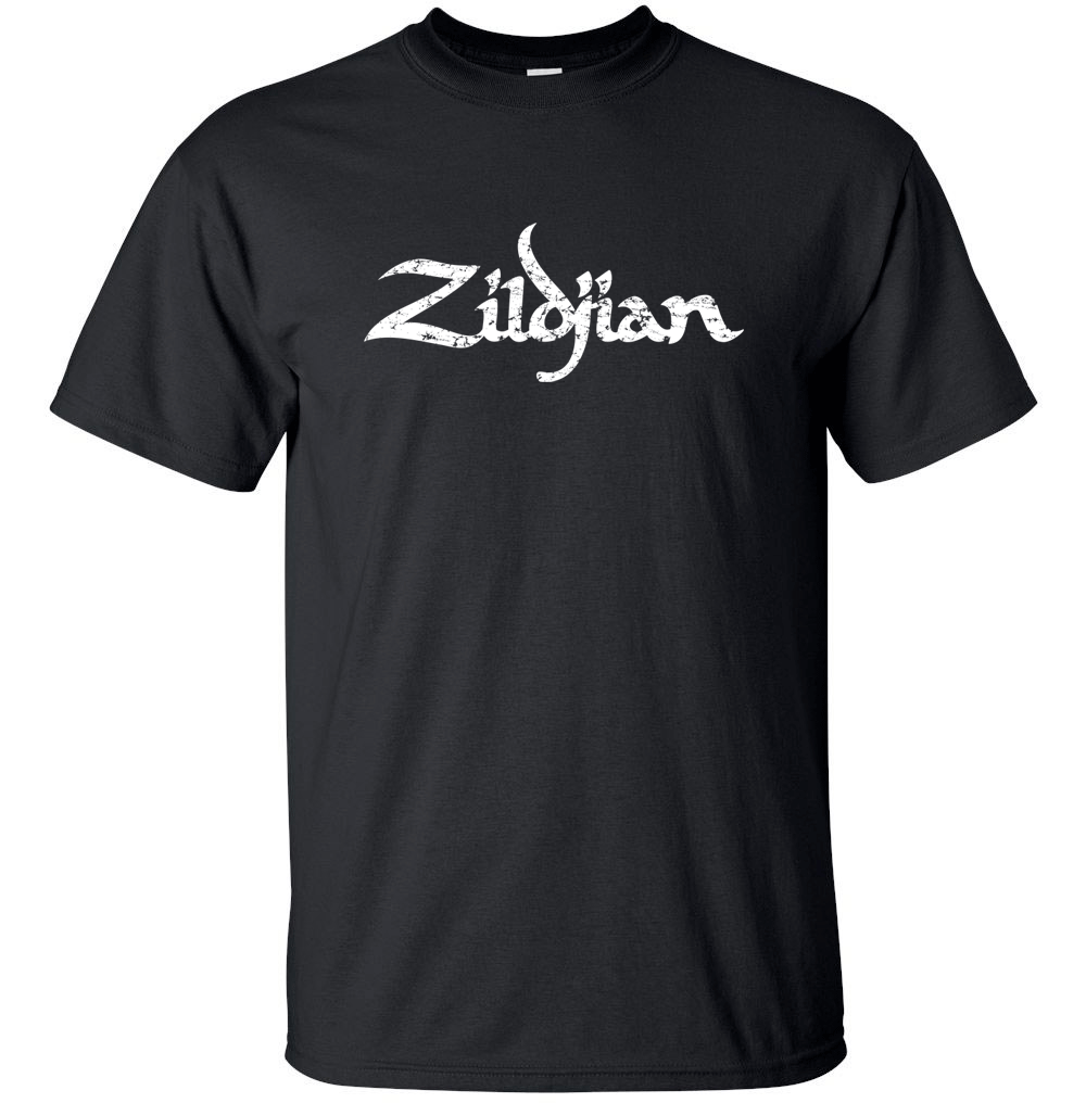 ZILDJIAN CYMBALS White Distress Logo T-shirt Gildan "FREE SHIPPING" USA